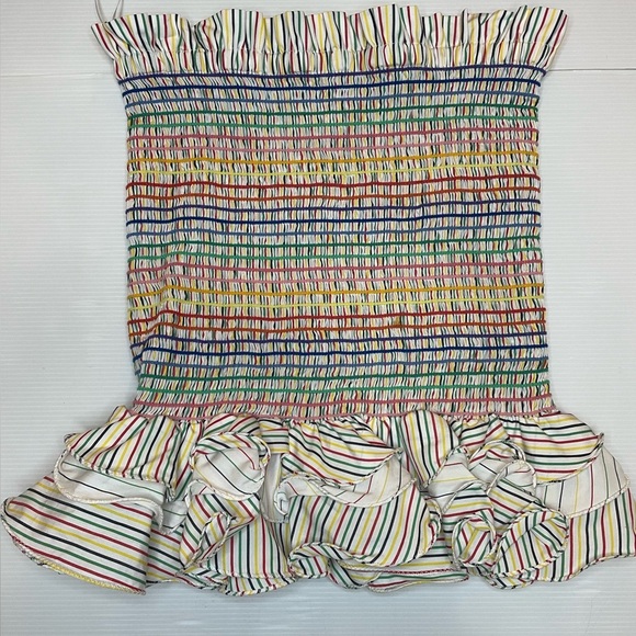 Petersyn Barrett Rainbow Striped Smocked Mini Skirt Size Small - Picture 2 of 7
